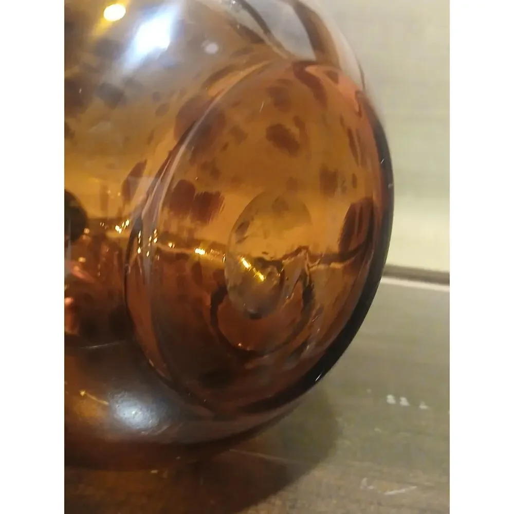 Vintage Mid Century Tortoiseshell Art Glass Pitcher 9
